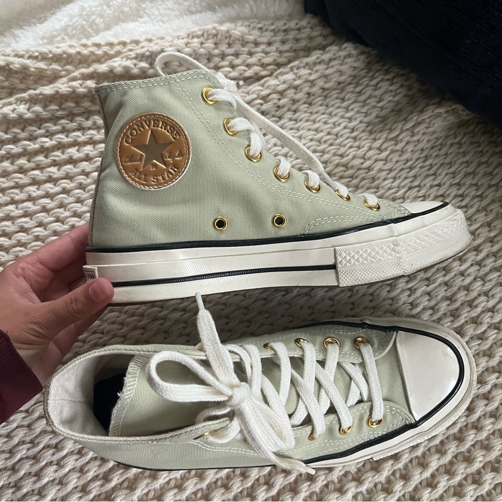 chuck 70 converse canvas - custom sage green & gold